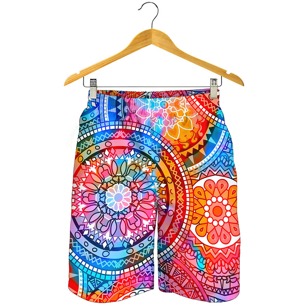 Colorful Circle Mandala Print Men's Shorts