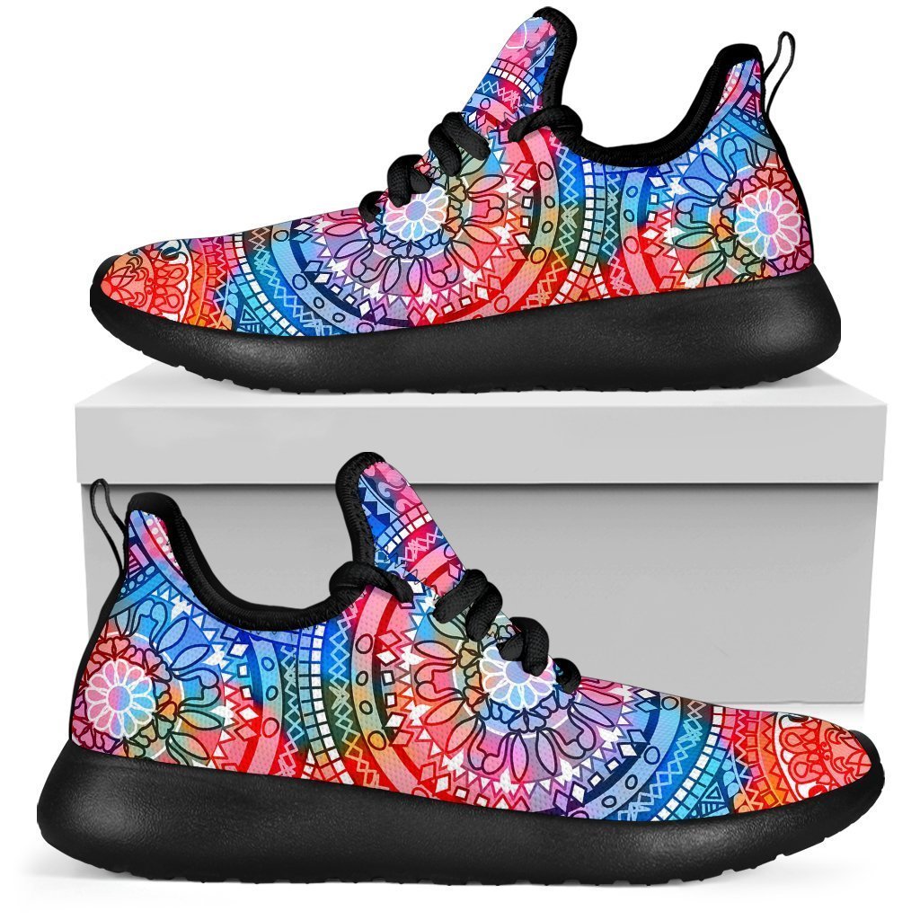 Colorful Circle Mandala Print Mesh Knit Shoes GearFrost