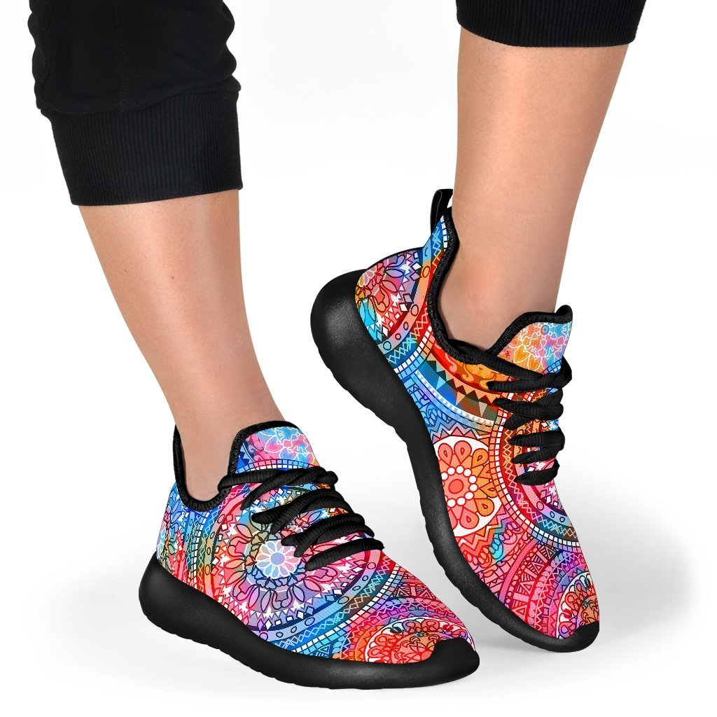Colorful Circle Mandala Print Mesh Knit Shoes GearFrost