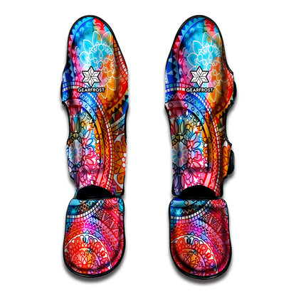 Colorful Circle Mandala Print Muay Thai Shin Guard