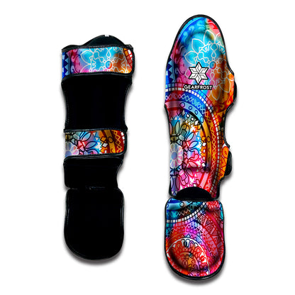 Colorful Circle Mandala Print Muay Thai Shin Guard