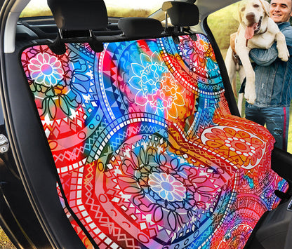 Colorful Circle Mandala Print Pet Car Back Seat Cover