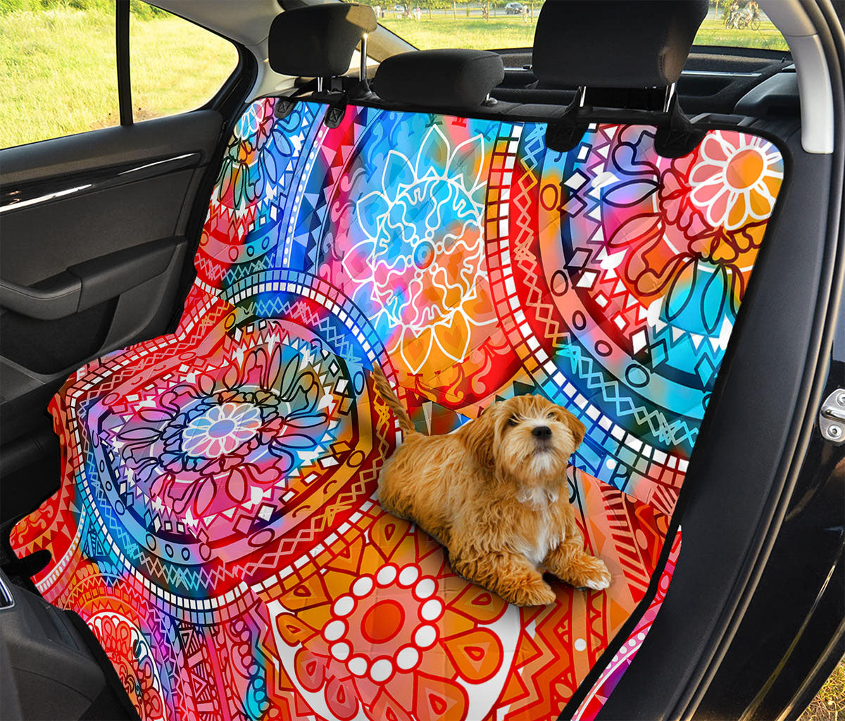 Colorful Circle Mandala Print Pet Car Back Seat Cover
