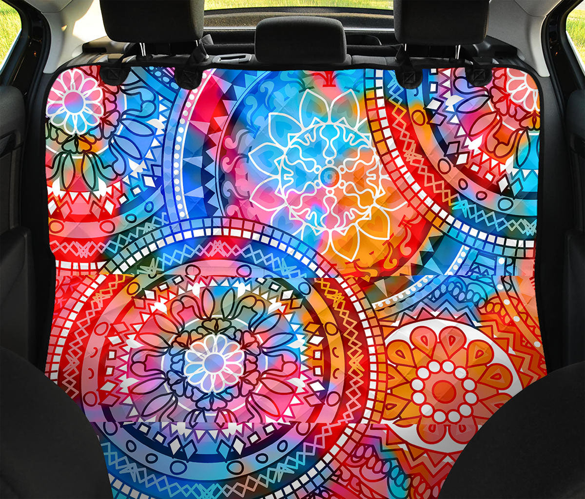 Colorful Circle Mandala Print Pet Car Back Seat Cover