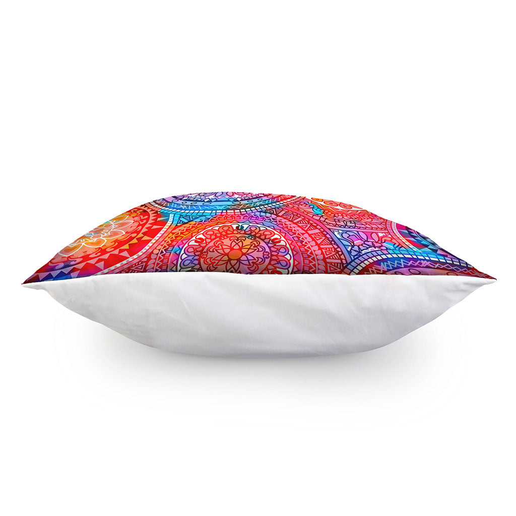 Colorful Circle Mandala Print Pillow Cover