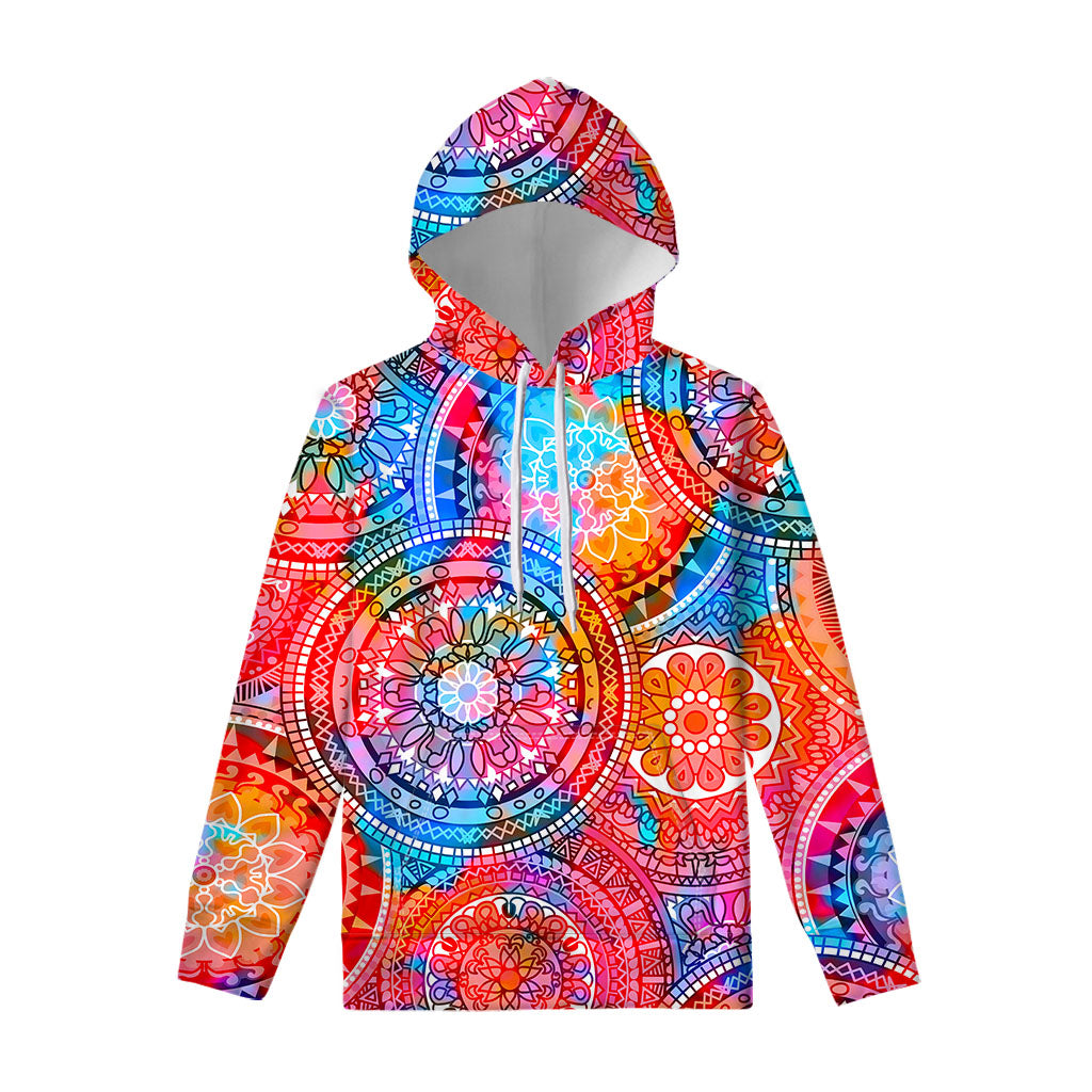 Colorful Circle Mandala Print Pullover Hoodie