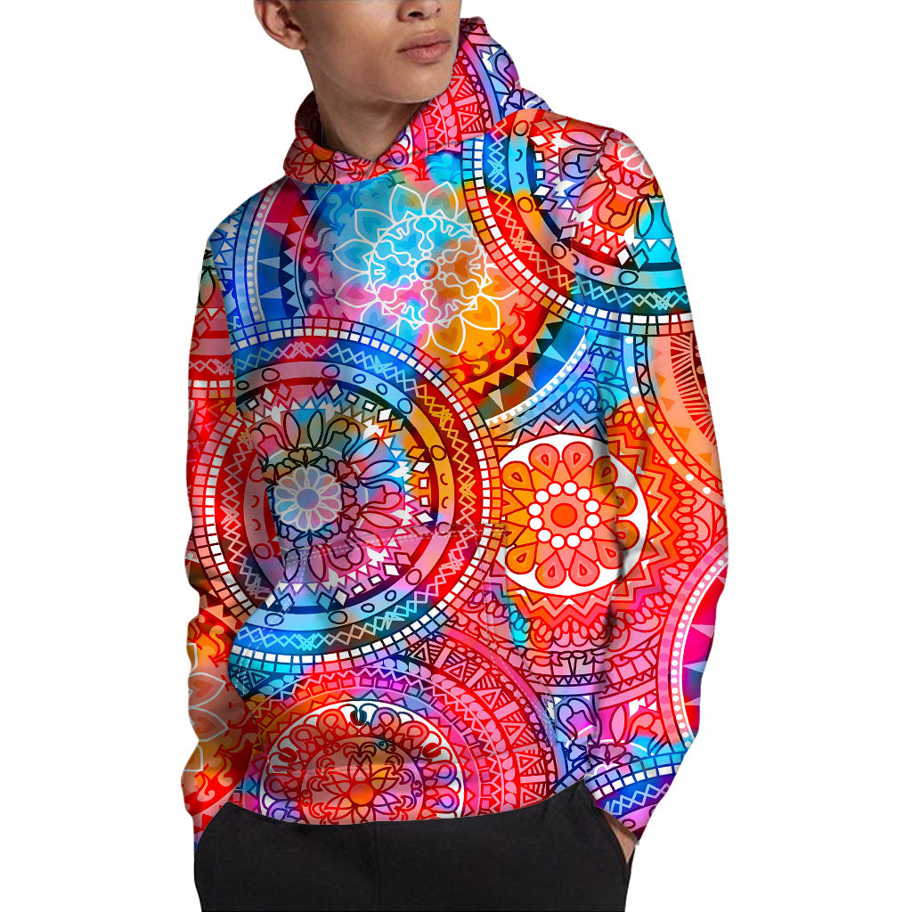 Colorful Circle Mandala Print Pullover Hoodie