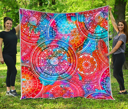 Colorful Circle Mandala Print Quilt
