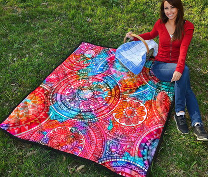 Colorful Circle Mandala Print Quilt
