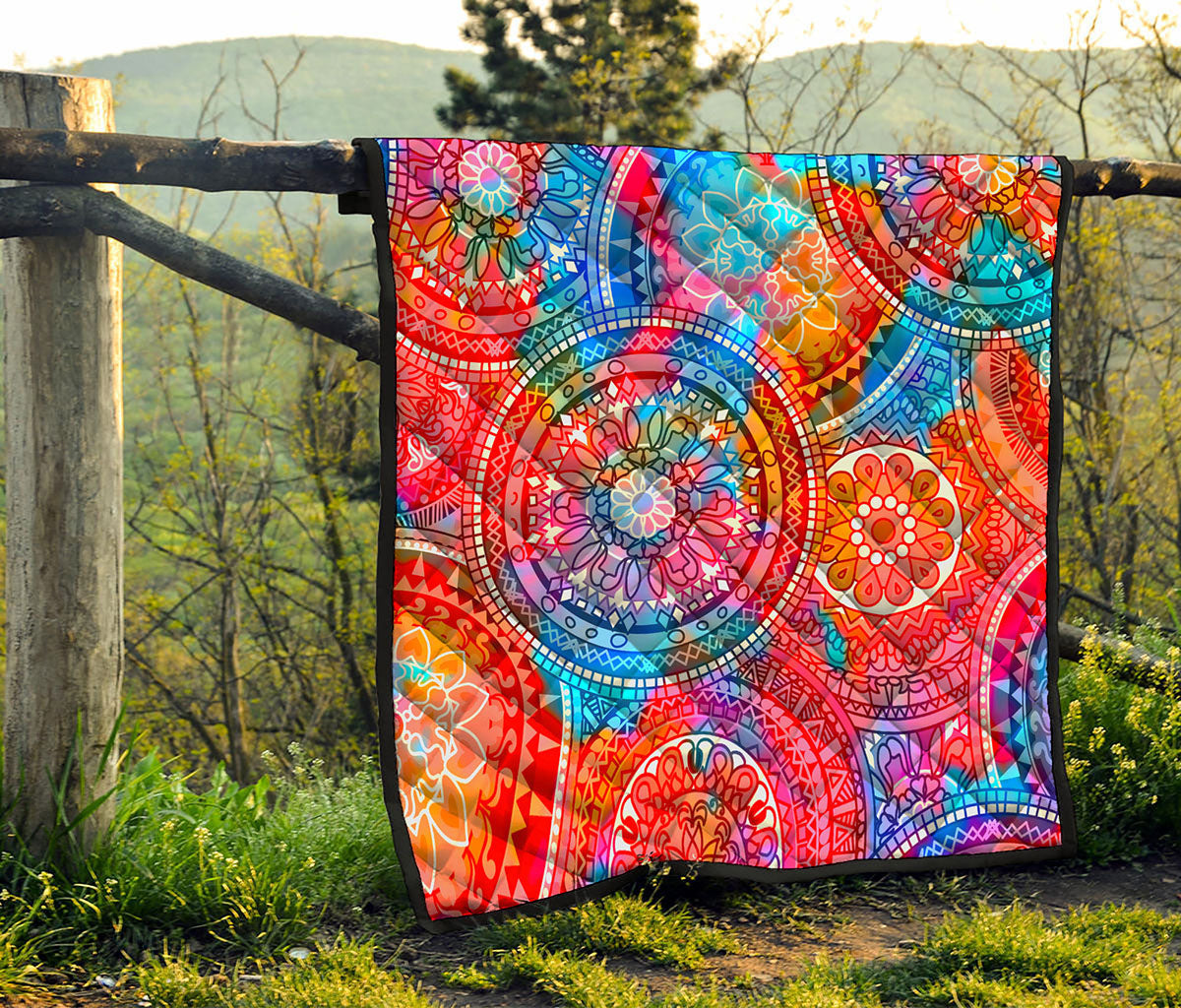 Colorful Circle Mandala Print Quilt
