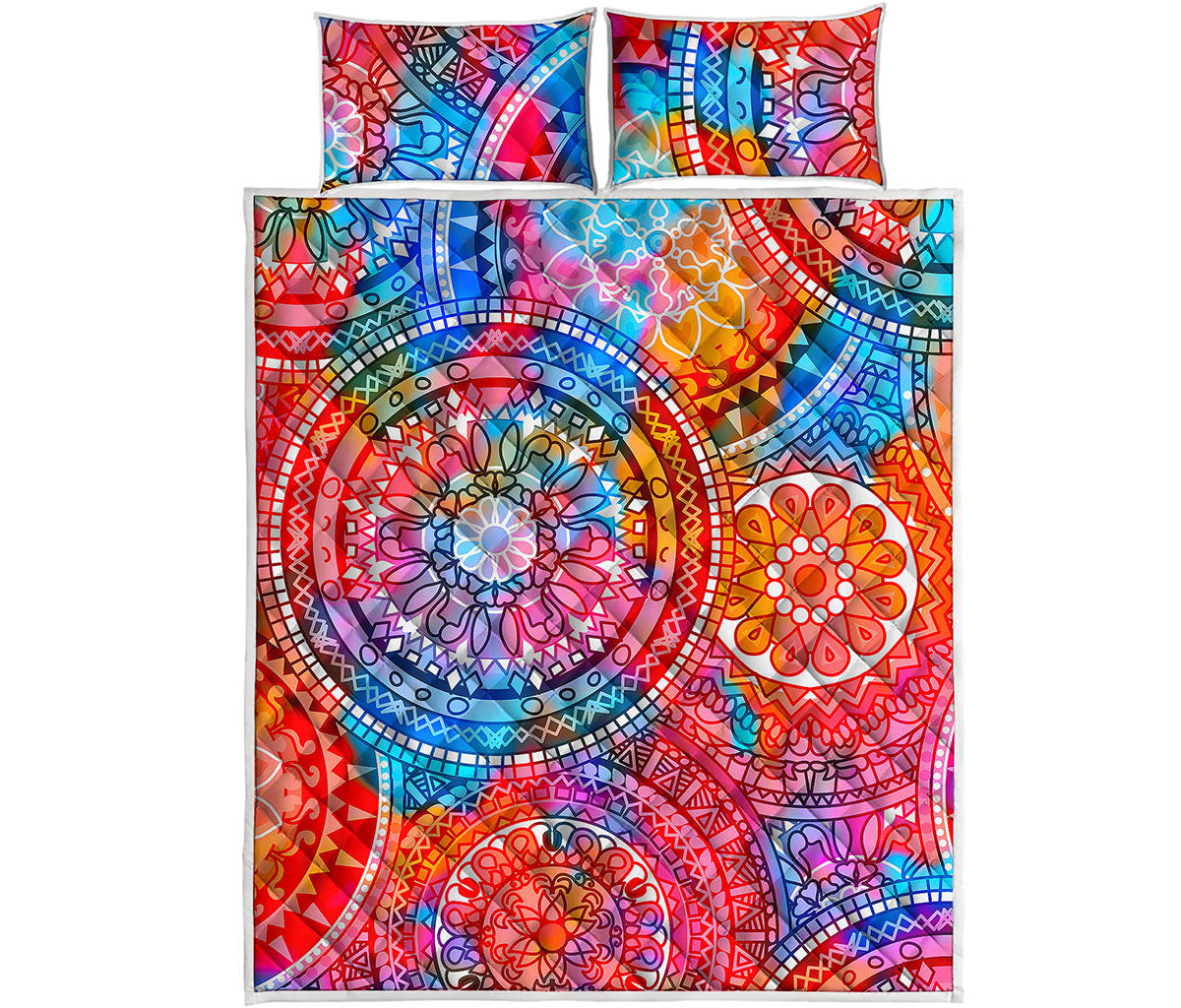 Colorful Circle Mandala Print Quilt Bed Set
