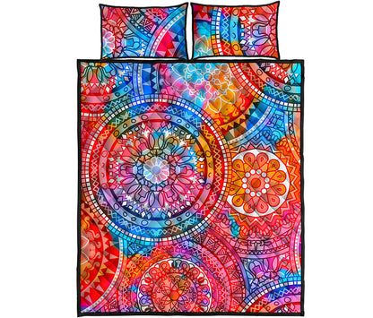 Colorful Circle Mandala Print Quilt Bed Set