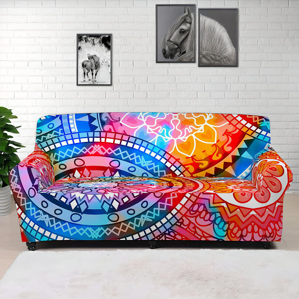 Colorful Circle Mandala Print Sofa Cover