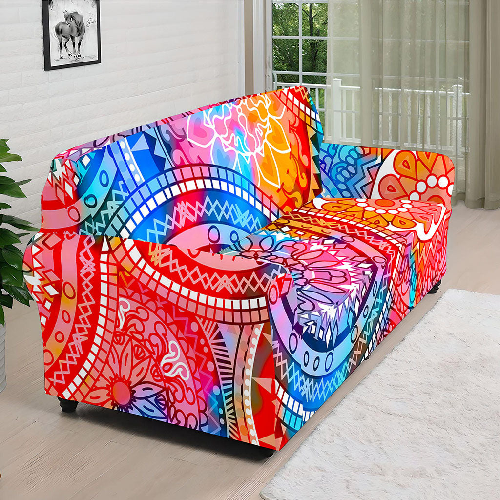 Colorful Circle Mandala Print Sofa Cover