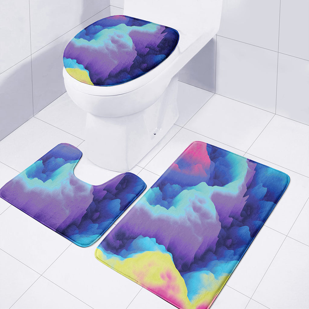 Colorful Cloud Print 3 Piece Bath Mat Set