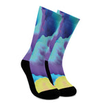 Colorful Cloud Print Crew Socks