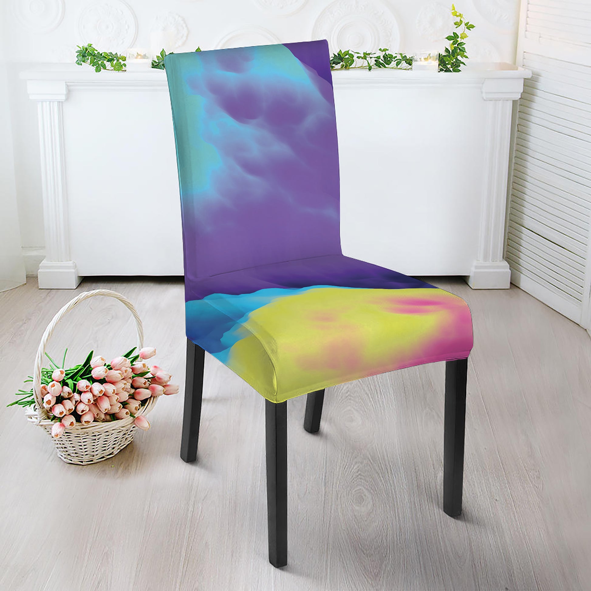 Colorful Cloud Print Dining Chair Slipcover