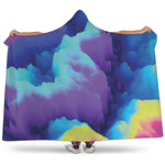 Colorful Cloud Print Hooded Blanket