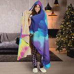 Colorful Cloud Print Hooded Blanket