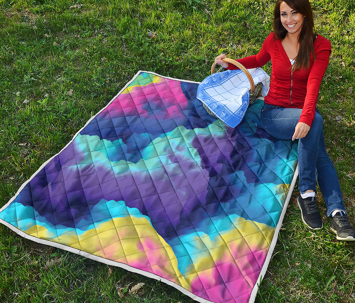 Colorful Cloud Print Quilt