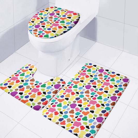 Colorful Cow Pattern Print 3 Piece Bath Mat Set