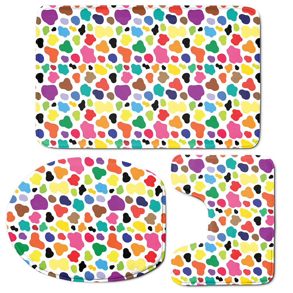Colorful Cow Pattern Print 3 Piece Bath Mat Set