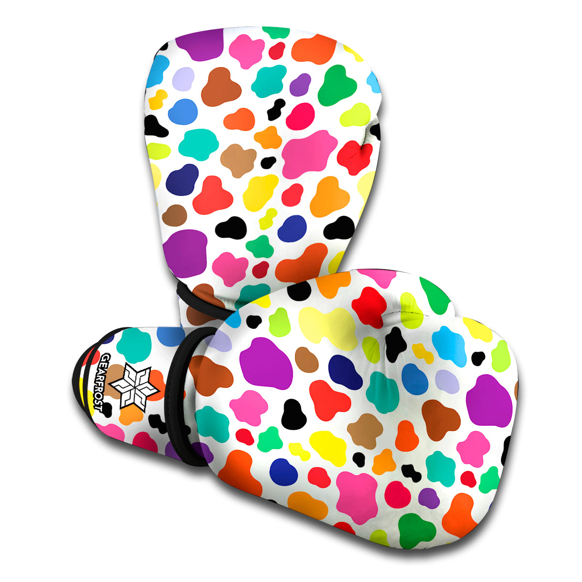 Colorful Cow Pattern Print Boxing Gloves