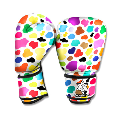 Colorful Cow Pattern Print Boxing Gloves
