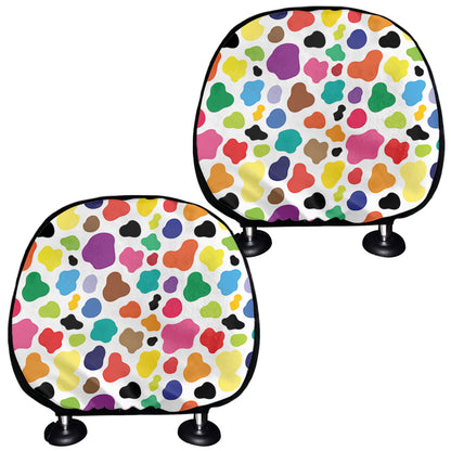 Colorful Cow Pattern Print Car Headrest Covers
