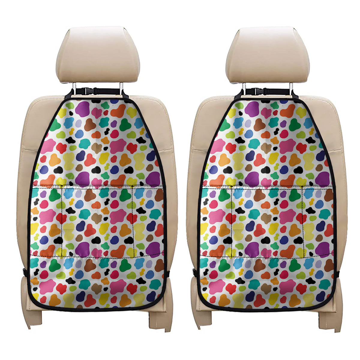 Colorful Cow Pattern Print Car Seat Organizers