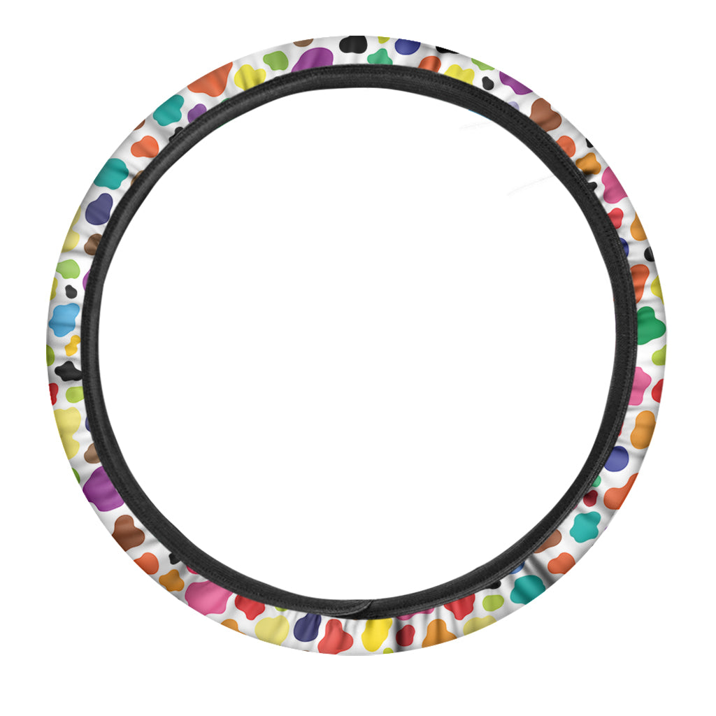 Colorful Cow Pattern Print Car Steering Wheel Cover