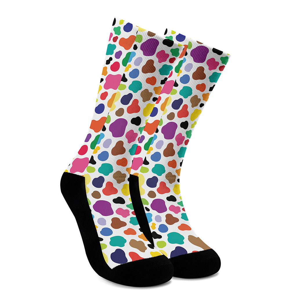 Colorful Cow Pattern Print Crew Socks