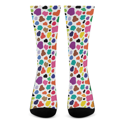 Colorful Cow Pattern Print Crew Socks