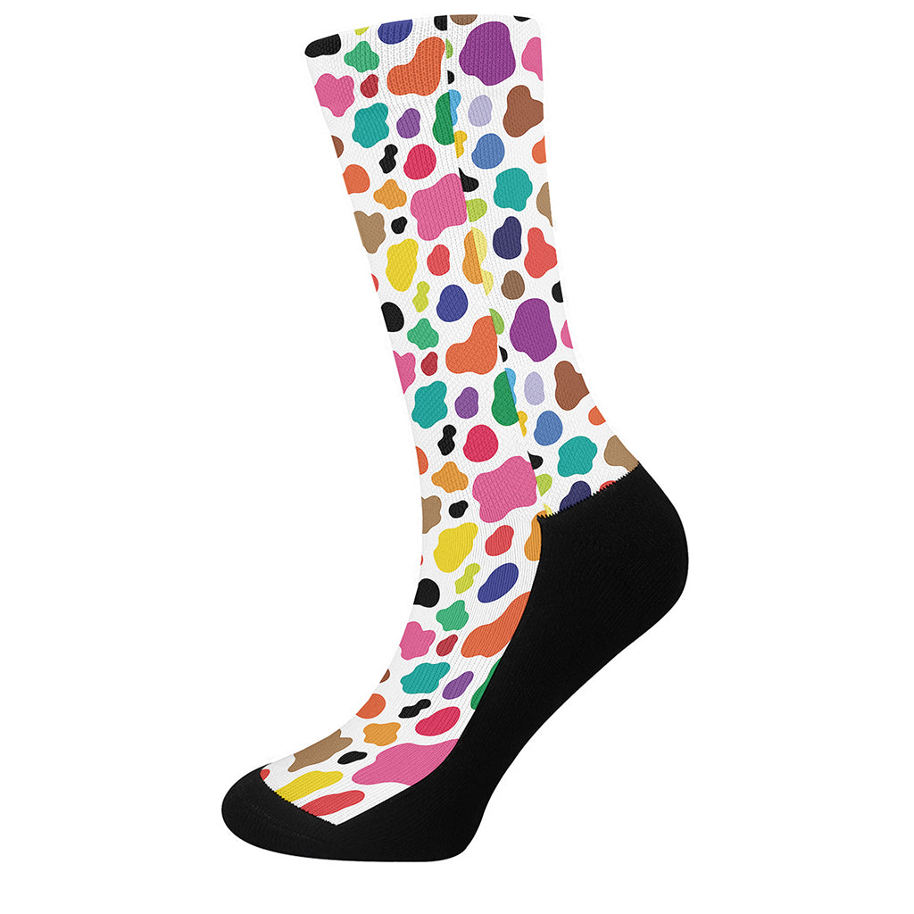Colorful Cow Pattern Print Crew Socks