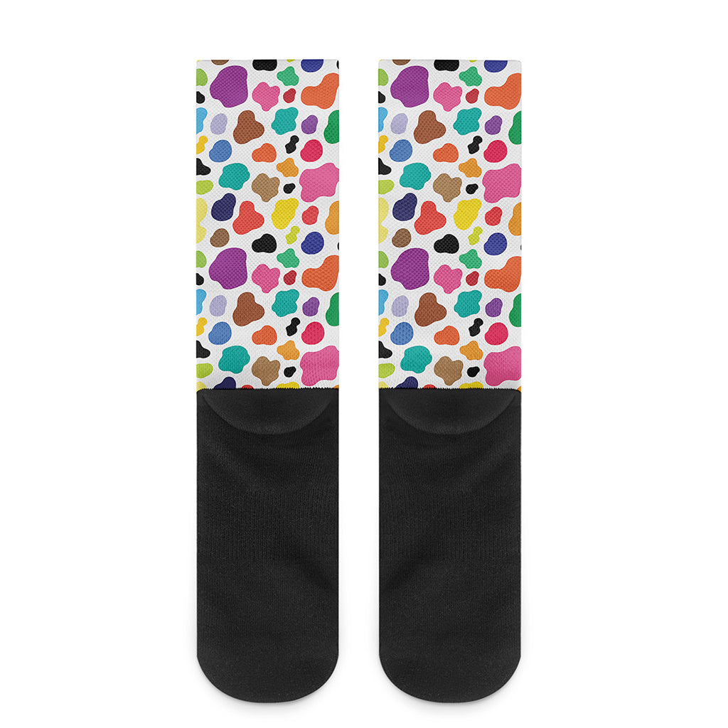 Colorful Cow Pattern Print Crew Socks
