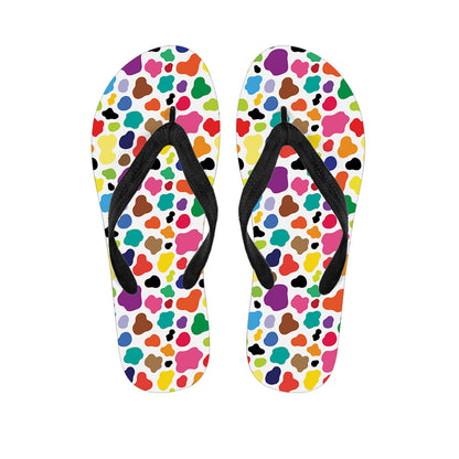 Colorful Cow Pattern Print Flip Flops