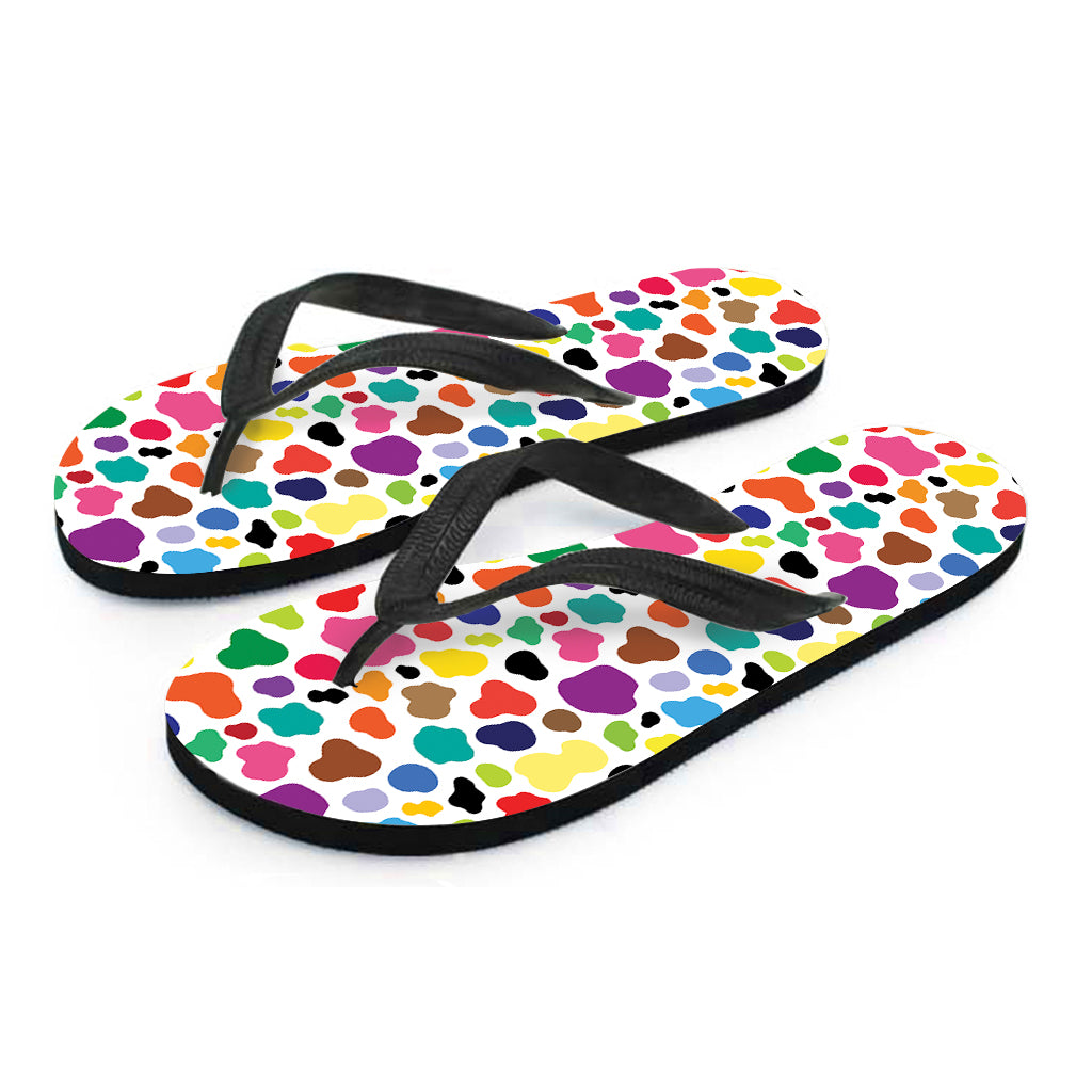 Colorful Cow Pattern Print Flip Flops