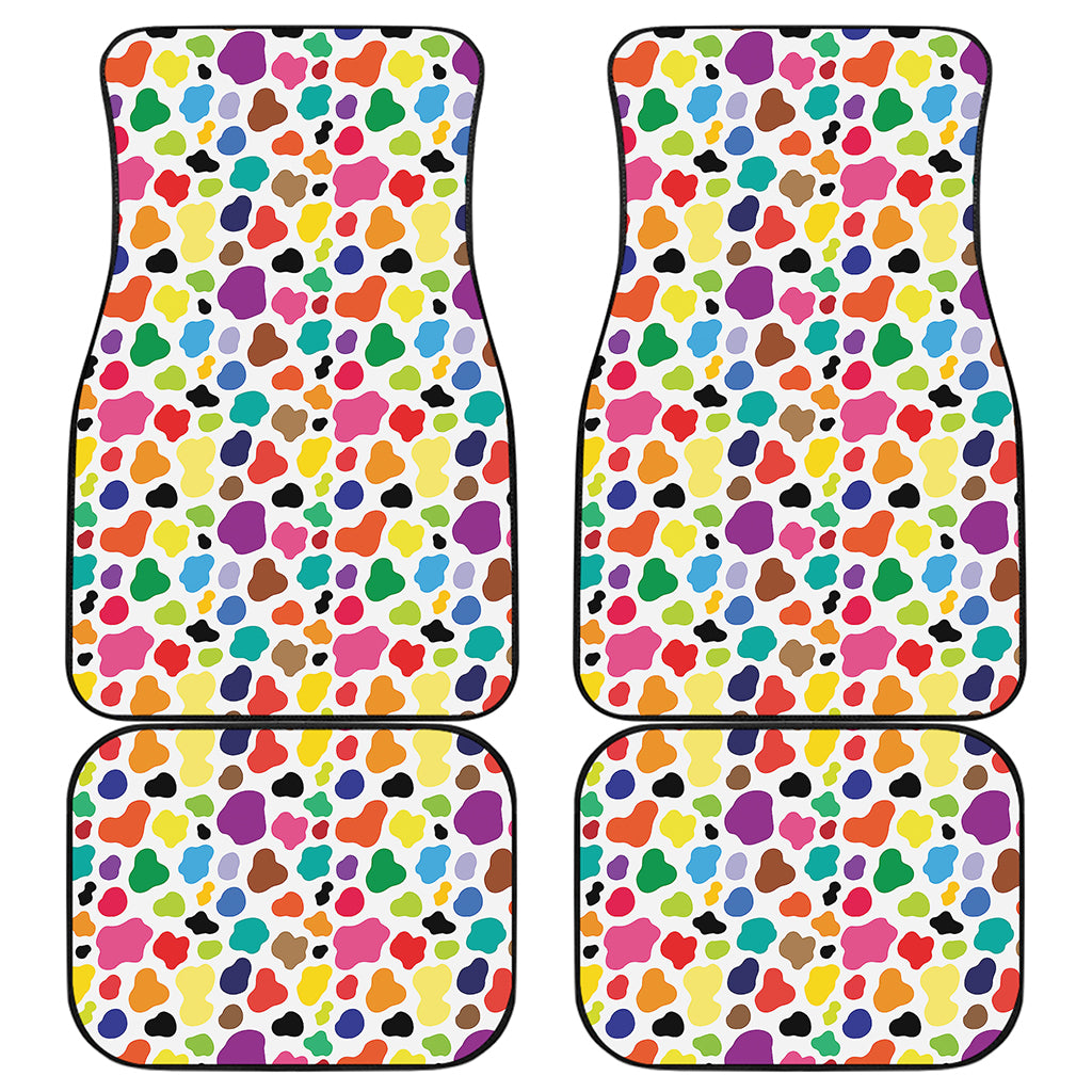 Colorful Cow Pattern Print Front and Back Car Floor Mats