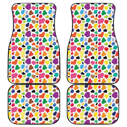 Colorful Cow Pattern Print Front and Back Car Floor Mats
