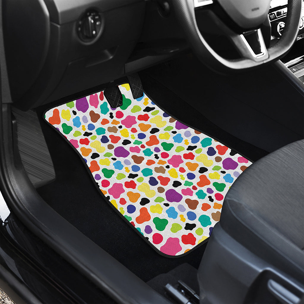 Colorful Cow Pattern Print Front and Back Car Floor Mats