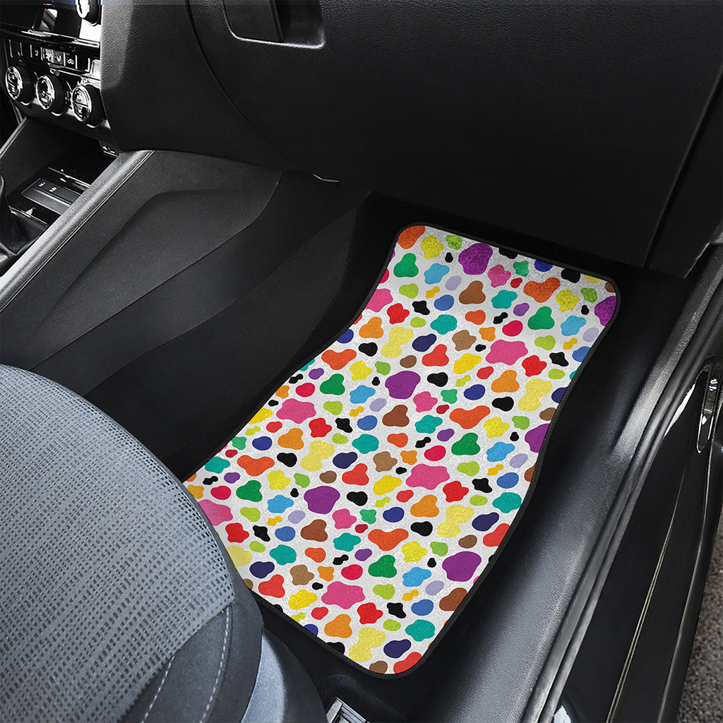 Colorful Cow Pattern Print Front and Back Car Floor Mats