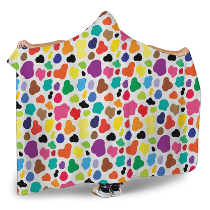 Colorful Cow Pattern Print Hooded Blanket