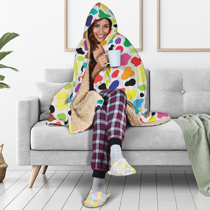 Colorful Cow Pattern Print Hooded Blanket