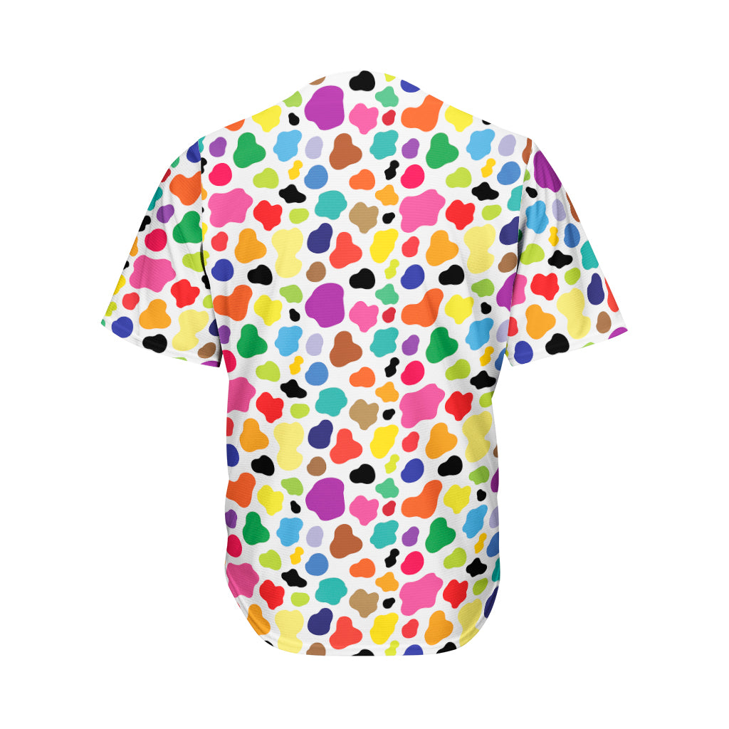 Colorful Cow Pattern Print Men's Baseball Jersey
