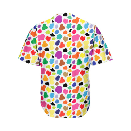 Colorful Cow Pattern Print Men's Baseball Jersey