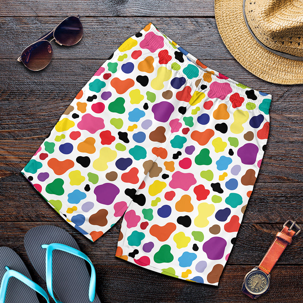 Colorful Cow Pattern Print Men's Shorts