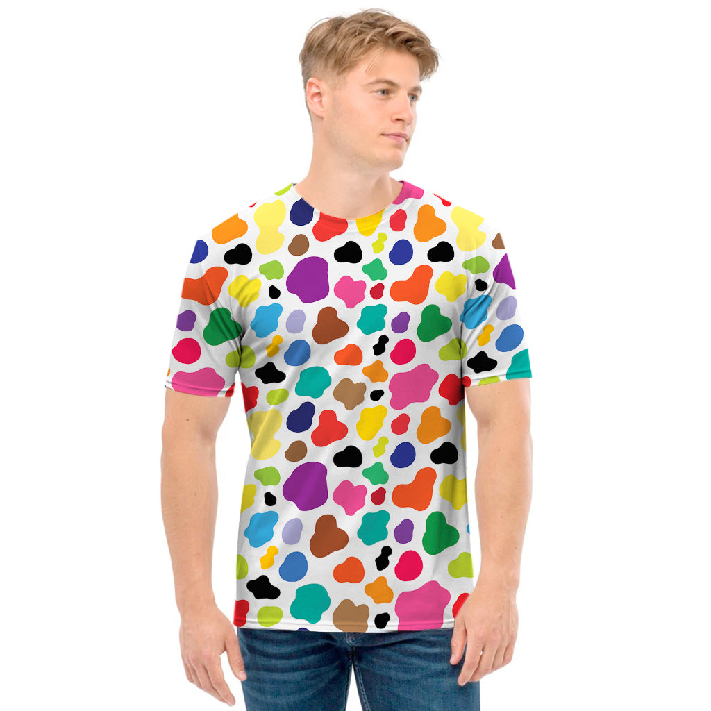 Colorful Cow Pattern Print Men's T-Shirt