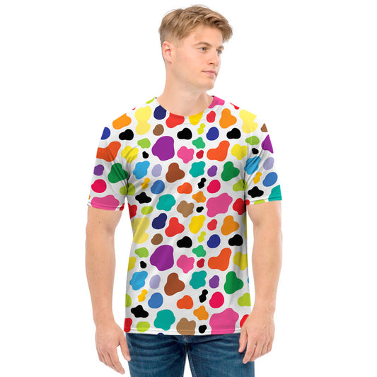 Colorful Cow Pattern Print Men's T-Shirt