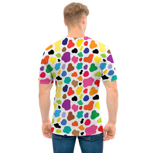 Colorful Cow Pattern Print Men's T-Shirt