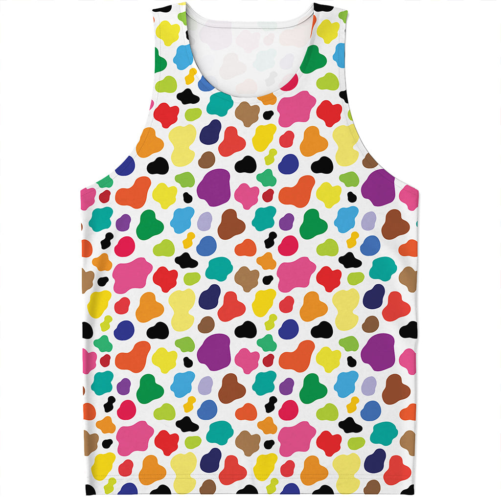 Colorful Cow Pattern Print Men's Tank Top